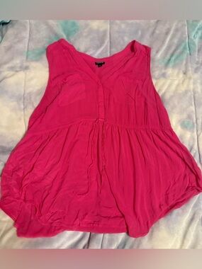 torrid Bright Pink Sleeveless V-Neck Flowing Tank
